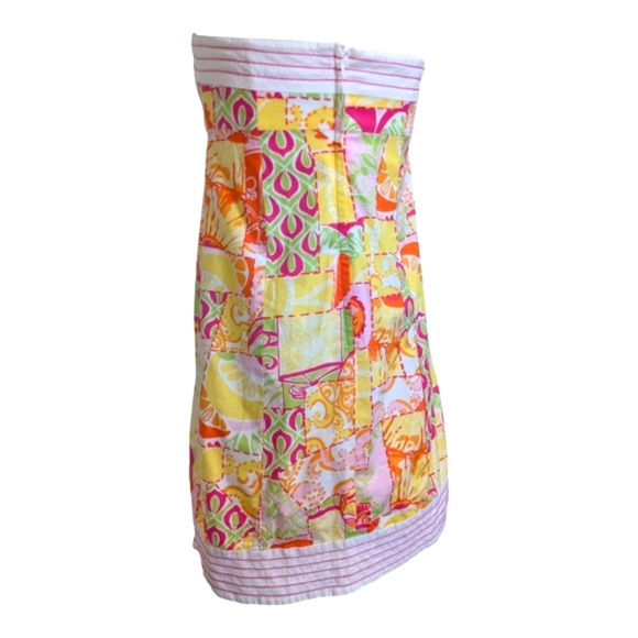 Lilly Pulitzer Bowen Strapless Sun Dress Pink Yellow Size 2 - Picture 3 of 6
